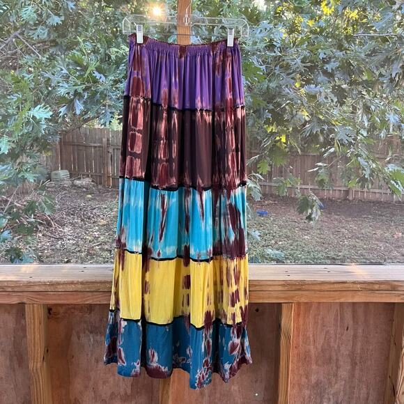 Siam Secrets Women's Colorful Pleated Boho Maxi Skirt Size XS - Picture 2 of 7